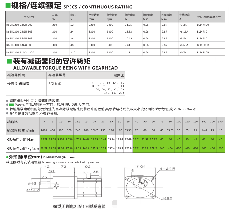86型300W無刷電機 86型300W無刷電機
